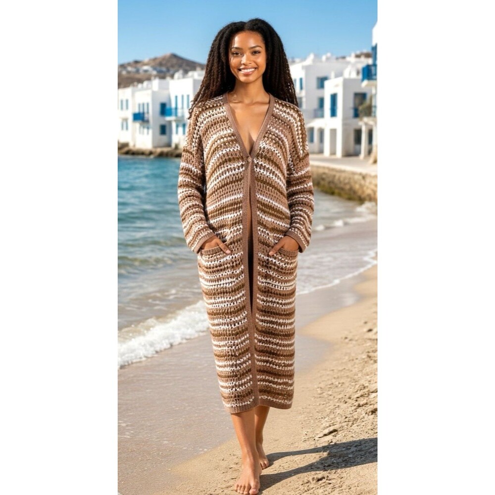 NWT FP Beach 'Free People' open knit beach cover up midi Small $98 summer travel